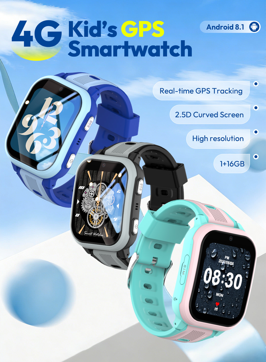 Smartwatch Watches For Kids With Gps - Wonlex 4G Kinder Smartwatch KT41 GPS