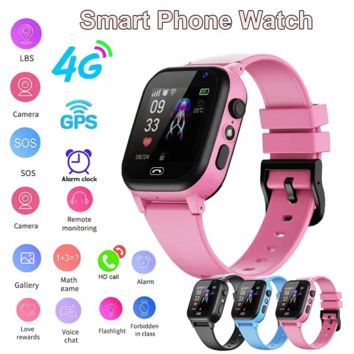 Smartwatch Watches For Kids With Gps - Kinder-Smartwatch, 4G, multifunktional, wasserdicht, SOS, GPS,