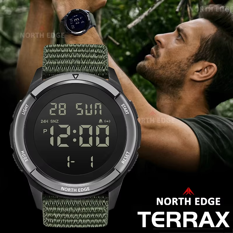Altimeter Compass Watch - NORTH EDGE 2025 TERRAX Herren-Digital-Militäruhren, Outdoor-Sport,