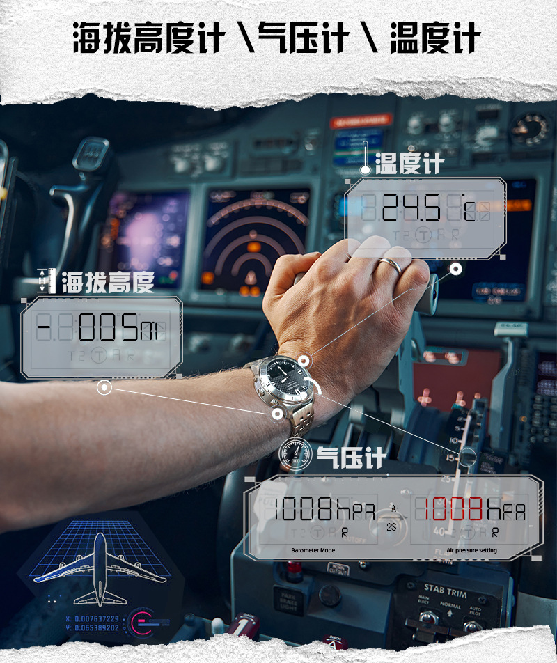Altimeter Compass Watch - Herren Wasserdichte Outdoor Smartwatch mit Höhenmesser,