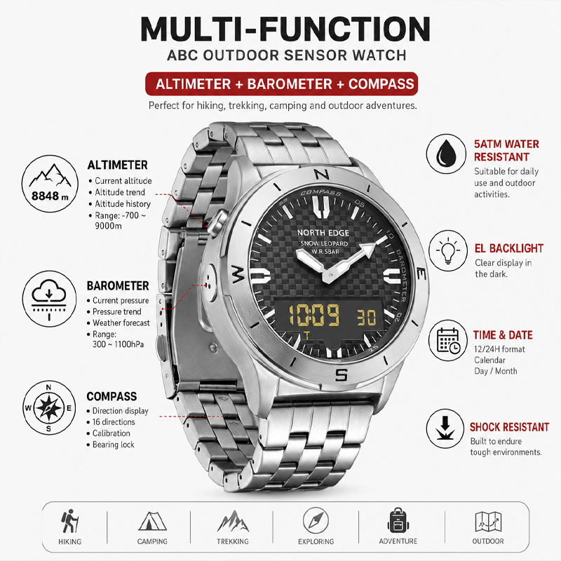 NORTH EDGE Herren Sportliche D – Altimeter Compass Watch Bewertung und Preis